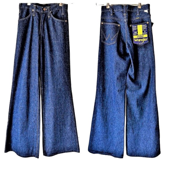 RARE DEADSTOCK1970s Wrangler High Waist Bell Bottoms Jeans 27" x 36" - Picture 1 of 6